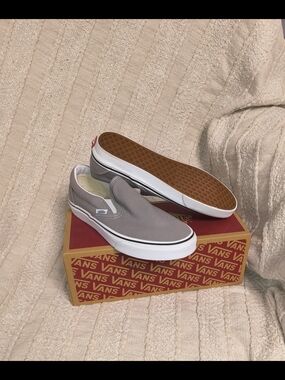 Vans Slip-On Canvas Loafers in Light Gray